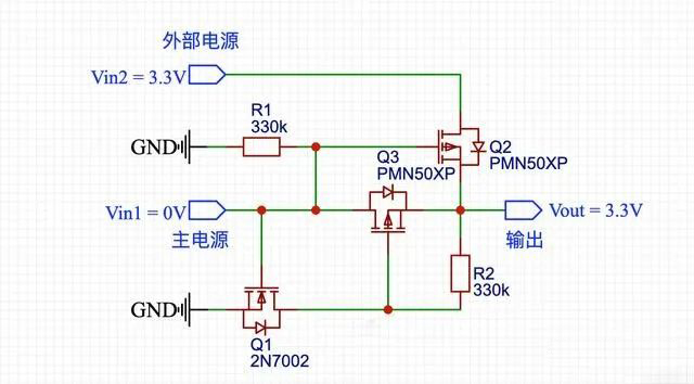 MOS管 雙電源自動切換電路