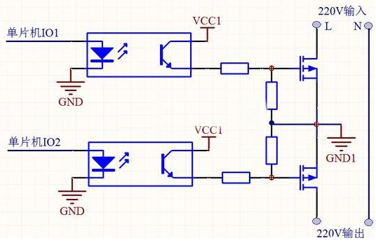 單片機控制220V交流電通斷電路