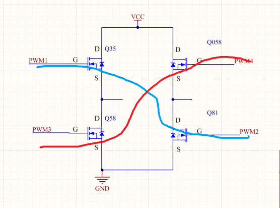 4個NMOS組成的全橋驅動電路